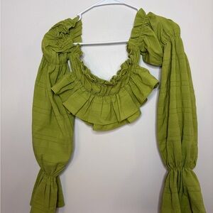 Green Ruffled Women's Top